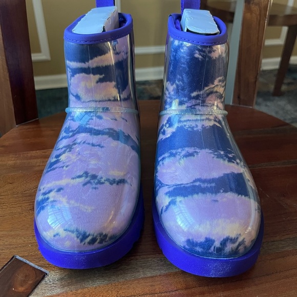 UGG CLASSIC CLEAR MINI WATERPROOF WEATHERPROOF PINK & PURPLE MARBLE BOOTS - Picture 10 of 16